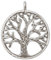 Clever Schmuck Pendentif plaqué argent en forme d'arbre de vie - En argent 925 brillant avec rainures noircies - Pour homme ou femme - ø 21 mm