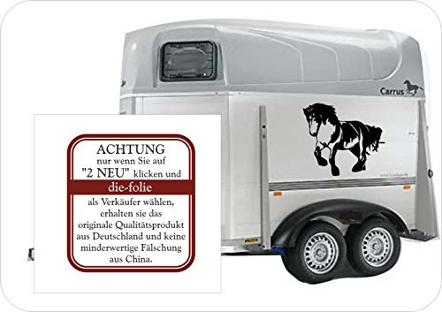 blattwerk-design KFZ-Aufkleber - Kaltblut- Trab - Pferdeanhänger - Pferd - Reiten Größen (M070 Schwarz, 500 mm x 450 mm)