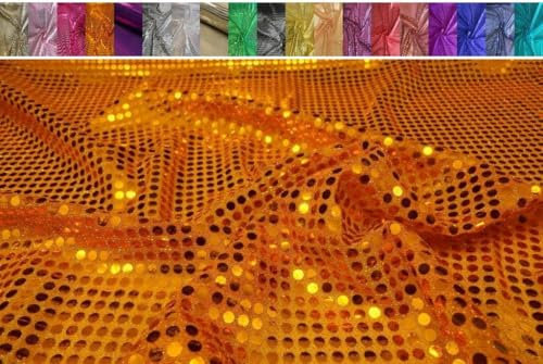 Fabrics-City ORANGE HOCHWERTIG PAILETTEN STOFF PAILLETTENSTOFF 6MM STOFFE, 2957