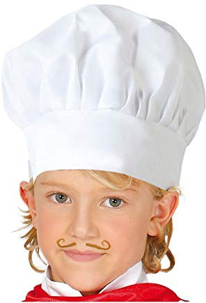 FIESTAS GUIRCA | Gorro de Cocinero Infantil (Talla Única) - Sombrero de Chef para Fiestas de Disfraces y Juegos de Rol - Accesorio Ideal para Niños en Celebraciones de Cocina y Carnaval - Blanco