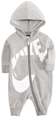 NIKE Baby Boys' Hooded Coverall Jumpsuit, Dark Grey Heather, 6 Months