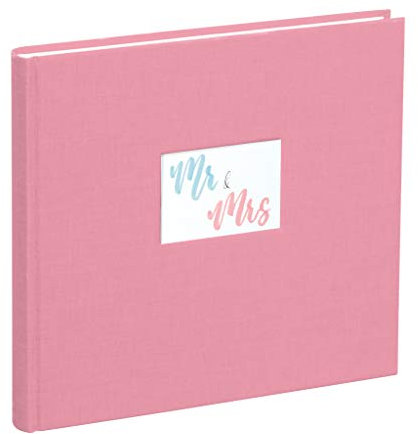 Semikolon 360366 Gästebuch - 25 x 23 cm - mit 180 blanko Seiten zum Selbstgestalten, Lesezeichen - flamingo rosa