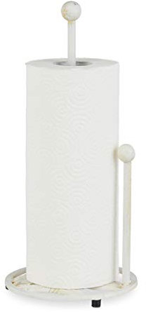 Relaxdays Küchenrollenhalter stehend, Gusseisen, Küchenpapierhalter Retro, Landhausstil, Shabby-Chic, Höhe: 33 cm, Weiß, 33 x 16 x 16 cm