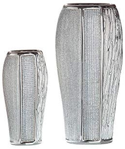 GILDE Vase Sparkling Silber, mit Diamantkette Länge 6,0 cm Breite 10,0 cm Höhe 20,0 cm 28100