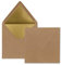 500 quadratische Brief-Umschläge - 15,5 x 15,5 cm, Kraftpapier mit Naturfasern (Braun) - mit Gold-Papier gefüttert - Nassklebung - Vintage-Look