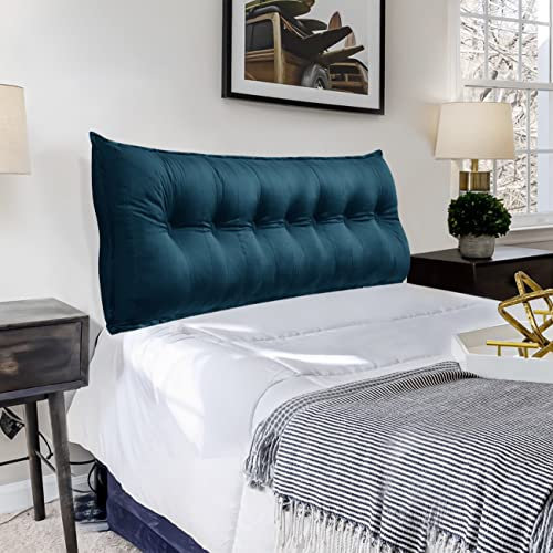 VERCART Couchkissen Groß Dekokissen Kopfteil Gepolstert Rückenlehne Rückenkissen, Langes Sofakissen XXL Lesekissen Lendenkissen Bett Wandkissen Stützkissen für Tagesbett Couch Blau 180cm