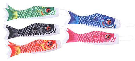 Cabilock Windsack Fisch 5Pcs Fisch Windsack Karpfenform Windsack Hängen Outdoor-Dekoration Japanischen Windsack Streamer für Sushi-Bar Izakaya Zimmer Hotel Schule 40Cm Windfische