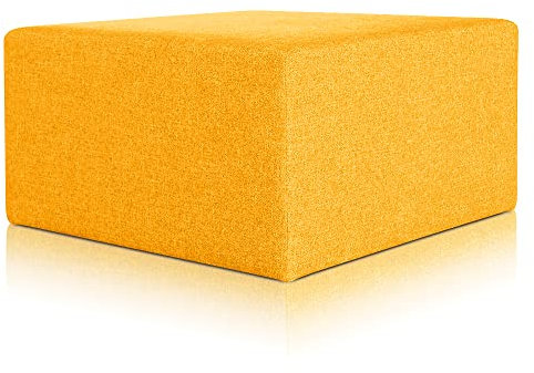 Deshome Pouf hocker Fußstütze 83x83x44 cm Wasserabweisender Stoff: Modernes Design Pouf für Sofa Wohnzimmer Schlafzimmer, Puff hocker, Pouffe Minerva Sonnige gelbe