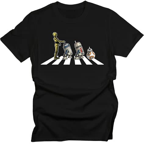 GP-Tees Abbey Road Droids Space Wars Sci Fi Movie Film Inspired Premium Quality Modern Fit T-Shirt Top for Men (Black - X-Large)