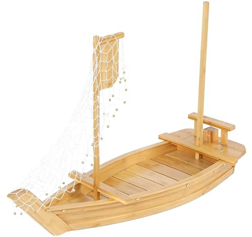 LEQC 31,5 Zoll (80cm) Bambus Sushi Boot Serviertablett, Sushi Teller für Restaurant Teller Gewerbe, Extra Groß Sushi Tablett Servierboot Platte für Restaurantware oder Zuhause