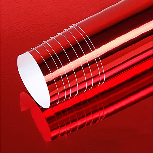 ihreesy Autolackschutzfolie,152 cm x 20cm wasserdichte PVC Chrom Folie Anti-UV Auto Lackschutzfolie Selbstklebend Autofolie Dekorative Schutzfolie für Auto Motorrad Fahrrad,Rot