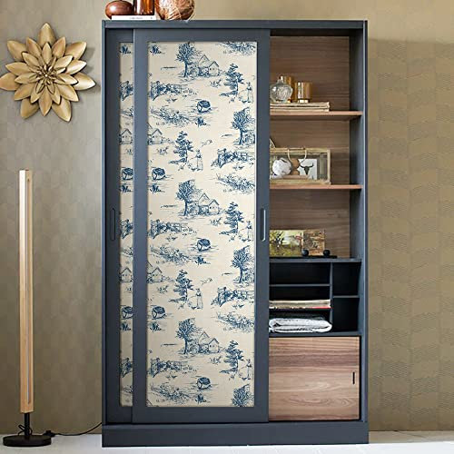 Funlife Blue Wallpaper Peel and Stick Wallpaper Landscape Furniture Stickers Self Adhesive Wall Decals, Contact Paper for Drawer, Cabinet, Shelf Liner, 40X160cm