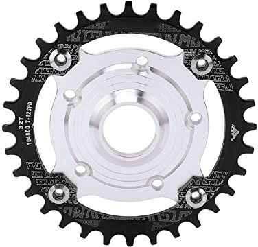 Bnineteenteam 32T Bicycle Chainring,104 BCD Sprocket Adapter Negative Tooth Plate Conversion Base Kit for Tongsheng Mid Drive Motor(Black)