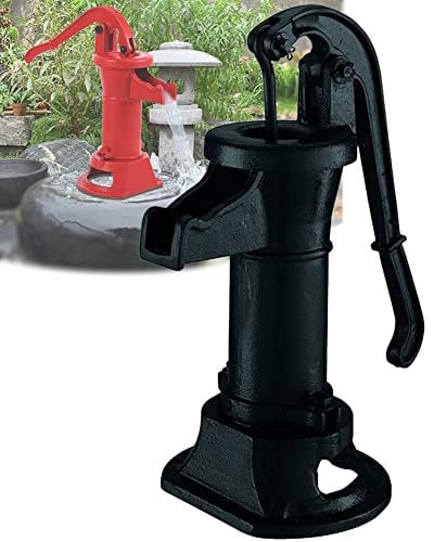 DYK&NX Antique Hand Water Pump, Handle Cast Iron Well Pump, Decorative Pump14.6 x 5.9 x 25.6 inch Pitcher Pump, for Easy Installation Fashion Pitcher Hand Pump for Yard Ponds Garden (Color : Black)
