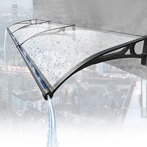 Door Canopy Awning Curved Rain Cover Polycarbonate Awning Canopy for Front/Back Door Porch,Easy to Assemble Window Canopy Uv Protection Roof Protecting,Outdoor Door Awning (60x150cm/24x59)