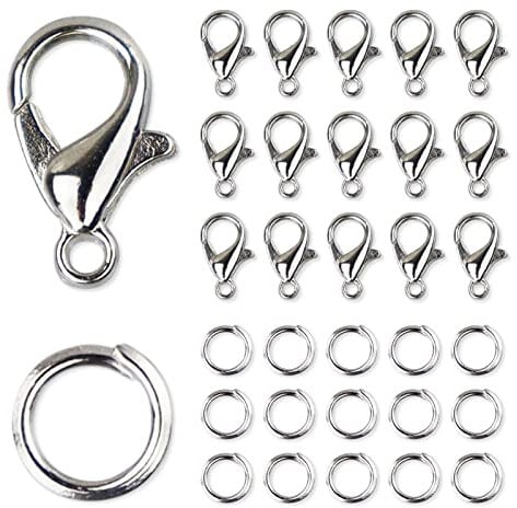 170PCS Lobster Clasp with Open Jump Ring Set, Jewelry Bracelet Connectors Necklace Clasp Bracelet Clasp Jump Rings for Jewelry Making (Silver)