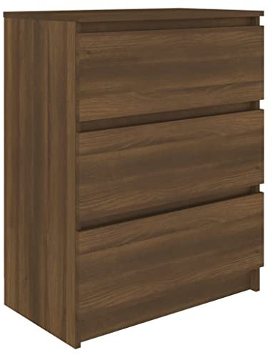 vidaXL Sideboard, Kommode mit viel Stauraum, Schrank mit 3 Schubladen, Schubladenschrank Anrichte für Wohnzimmer, Braun Eichen-Optik 60x35x76cm Holzwerkstoff