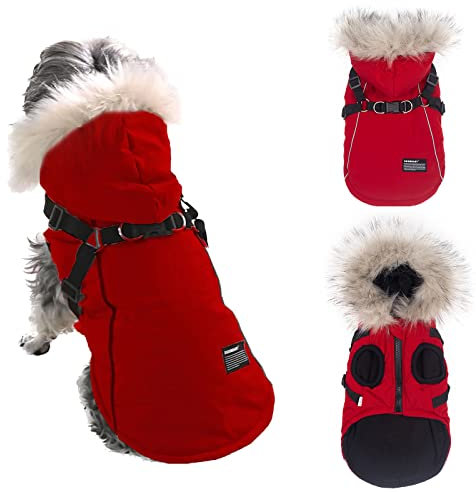 Lairle Hundemantel Winter Hundejacke Hundeweste Kleidung Hundegeschirr Mantel Kleines Hundegeschirr Welpenweste Geschirr Winterhundemantel mit Geschirr für kleine mittelgroße Hunde