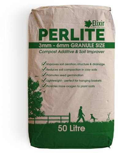 Elixir Gardens Perlite 2-5mm Coarse Grade Growing Media Horticultural Natural Mineral Compost Conditioner | 50L…