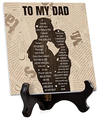 Fathers Day Gift for Dad, Dad Gifts from Son, Engraved Acrylic Plaque Christmas Presents for Daddy, Thanksgiving/Retirement Gift for Father