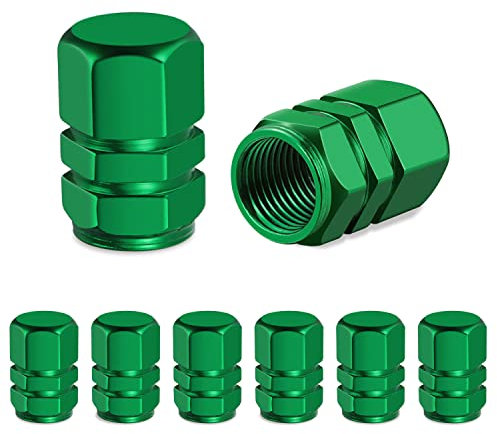 Soleebee Legierung Ventilkappen, Reifen Ventilschaftkappen Autozubehör Universal Ventil Kappen Staubschutz Luftdüsenkappe Auto Dekoration Zubehör für Auto PKW Motorrad Fahrrad (Grün, 8 Stück)