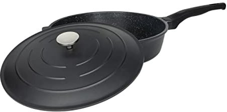 Commichef All in One Pan, Black, Cast Aluminium, with Lid, Non-Stick, Suitable for Frying, Grilling, Sautéing and More, 32cm, XP-ALL32BK