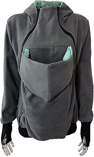 Babytrage Jacke Damen 3 In 1 Softshell Tragejacke Für Mama Und Baby Mit Kapuze Langarm Umstandsjacke Warm Tragepullover Mit Abnehmbar Herbst Und Winter Freizeitjacke 2,XXXL