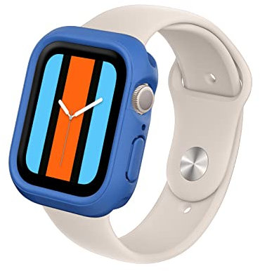 RhinoShield Bumper Case kompatibel mit Apple Watch Serie 9/8 / 7 [45mm] | CrashGuard NX - Stoßdämpfende Schutzhülle im schlanken Design, rutschfest - Kobaltblau