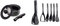 MasterClass Smart Space Saucepans, Non-Stick Saucepans for All Hobs, 5-Piece Set, Grey & Magnetic Kitchen Utensil Set, Black, Pack of 5,9 x 9 x 30 cm, Pack of 5