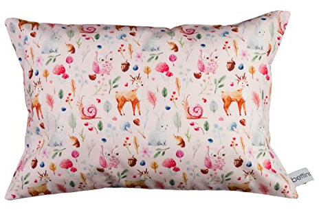 bettina bruder - Kleines Kuschelkissen Waldtiere Rehe Eule Hase Schnecke rosa bunt - 30 cm x 20 cm