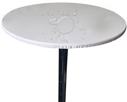 Tischdecke Runde Stretch Tischtuch Wasserdicht Abwischbar Tischschutz Für Drinnen Und Draußen (90cm (Rund),Weiß)