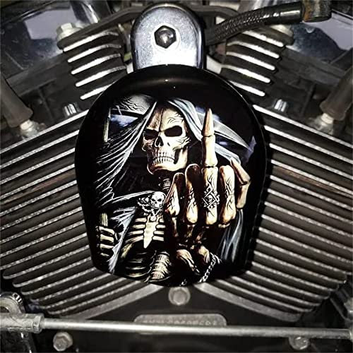 Motorrad-Cowbell-Hornabdeckung, Dekoration, Motorrad-Cowbell-Hornabdeckung, Sensenmann-Dekoration, Halloween-Motorrad-Dekoration (Tod mit dem Mittelfinger)