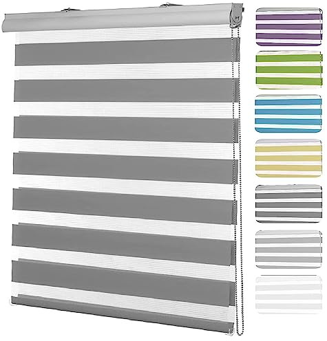 Persianas Venecianas 80 x 280 cm protección Visual, de luz y de Reflejos Persianas enrollables de Doble Capa Personalizable para Oficina, Estudio, Gris Oscuro