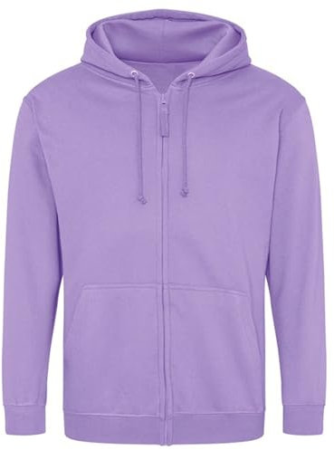 Aremie Mens Zip Up Hoodie, Plain Zipped Hooded Sweatshirt Jacket, Digital Lavender Lilac Purple (M)