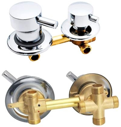 2/3/4/5 Voies Mitigeur Robinets de douche, Laiton Robinets de bain Entraxe 9cm/10cm/12,5cm/14,5cm, Mitigeur Salle Bain pour Cabine Ou Hammam (14-14.5cm,Fileté 4 voies)