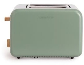 CREATE/TOAST RETRO/Toaster Salbeigrün / 6 Leistungsstufen, Krümelschublade, Thermostat, Auftauen, Aufwärmen, 2 breite Scheibenschlitze, 850W