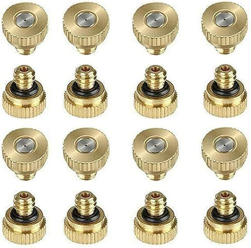 15 Stück Misting Düsen, Messing Nebeldüsen, Sprühnebel Düsen, Garten Bew Sserung Sprühdüse, Messing Sprühdüse, 0,3 mm, für Outdoor Kühlsystem und Gewächshaus Landschaftsbau Staubschutz (Brass)