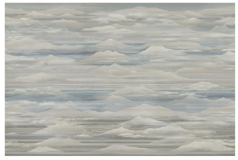 Bilderwelten Fototapete Berge 320cm x 480cm Modern Natur Kunst Gemälde Nebel Vliestapete Tapete Wanddeko Ideen Wohnzimmer Schlafzimmer Küche