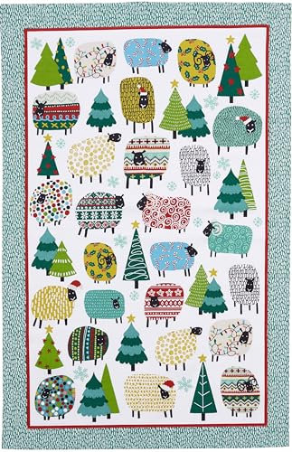 Ulster Weavers 100% Cotton Tea Towel, Multicoloured, Christmas Dotty Sheep
