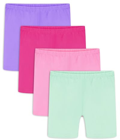 Auranso - Pantalones cortos de bicicleta para niñas, 4 unidades, Púrpura-rosa Rojo-rosa-verde, 7-8 Años