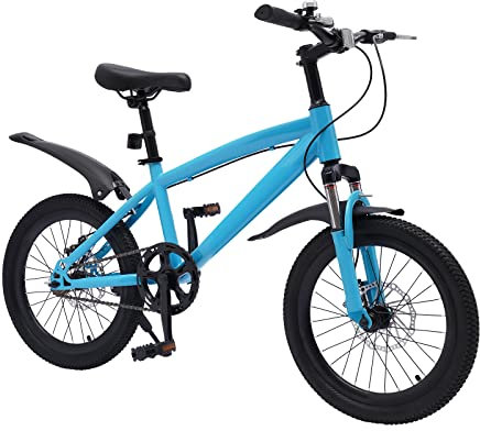FENNNDS 18 Zoll Kinderfahrrad, 5 Farbe Premium Mountainbike Fully MTB aus Kohlenstoffstahl Fahrrad für Jungen & Mädchen & Damen & Herren Fahrräder für Outdoor Sportausflüge (Blau)