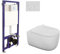 WC Komplettset Hänge Wand Taharet Bidet Funktion Dusch-WC Komplett Set Toilette Spülrandlos Vorwandelement Unterputz Spülkasten Spülrandlos Softclose Deckel