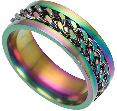 Generic PULABO Titan Edelstahl Ring drehbare Kette Ring drehbare Spinner Ring Ehering für Herren 'Geburtstag Engagement Väter' Tag Größe 10 Farbe stilvoll und beliebt langlebig