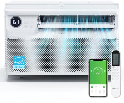 ROVSUN 12000 BTU Fensterklimaanlage Wechselrichter, Energiesparende Wechselstrom-Einheit mit App und Sprachsteuerung, ultra-leises Design und einfache Installation, funktioniert mit Alexa/Google