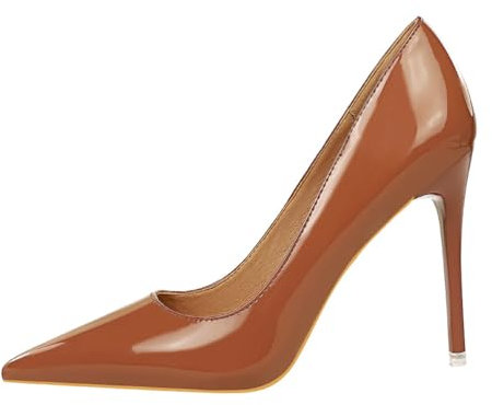 seiveini Damen Pumps Sexy Klassische High Heels Spitze Stiletto Prom Party Hochzeit Pendler 10.5CM Heels Pumps Lack Absatzschuhe High Heels Frauen Pfennigabsatz Büroschuhe C Braun 7.5CM 35 EU