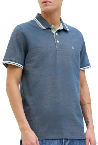 JACK & JONES Men's Jjepaulos Polo SS Noos Polo Shirt, Ocean View/Detail:Play, XL
