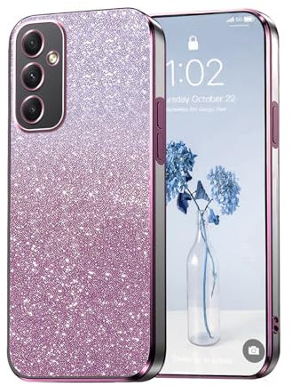 PanXCase Glitter Cover per Samsung Galaxy A35 5G - Custodia Trasparente Bling Disegni Elegante Brillantini Ultra Sottile Antiurto Ragazza Donna Cover (Rosa)