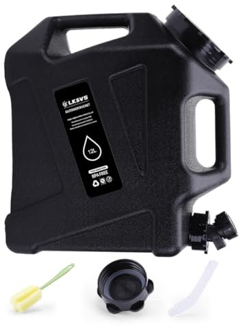 Kexpery Tanica portatile di emergenza da 12 litri con beccuccio, secchio per acqua potabile, grande capacità, per veicoli, auto, campeggio all'aperto (nero)