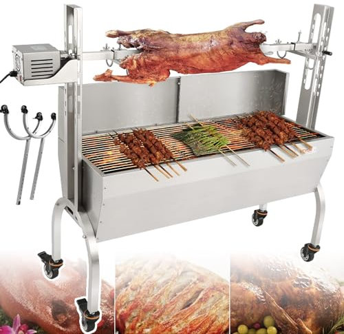 YhsPkh Automatische Flip-BBQ-Grillmaschine Mit Bremse (40–60 Kg Belastung), 8-Stufige Höhenverstellung, Reinigen, Für Outdoor, Garten, Picknick, Camping