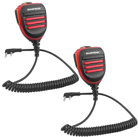 BAOFENG Radio Microphone,Remote Shoulder Police Mic UV-5R BF-F8HP 5RM UV-21R K5PLUS UV-17R TIDRADIO TD-H3 TD-H8 Quansheng UV-K5 walkie Talkie Handheld Speaker mic (Red*2 pack)